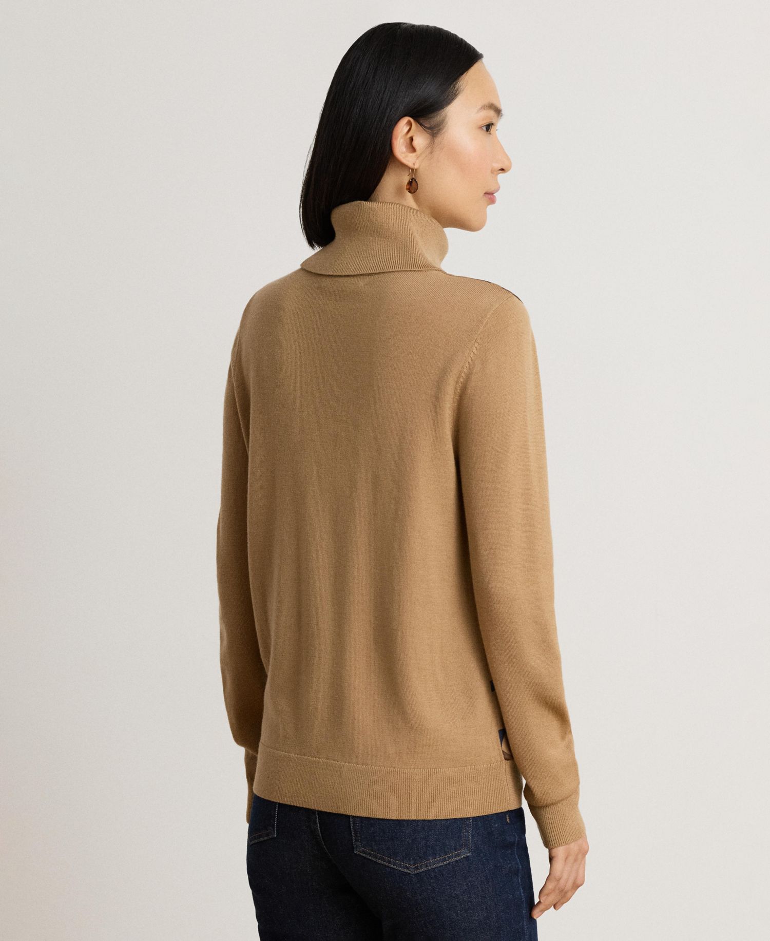 Women's Belting-Print Turtleneck Sweater