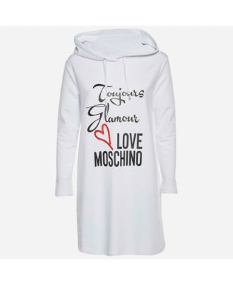 Women's Logo Print Cotton Knit Hooded Sweatshirt Dress
