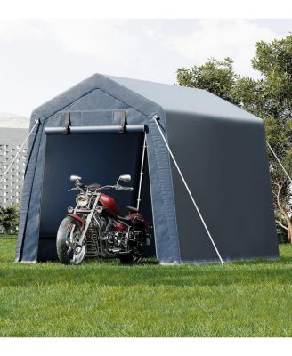 Outdoor Storage Shed, Portable Carport, Heavy Duty Waterproof Tarp with Roll-Up Zipper Door and Ventilated Windows