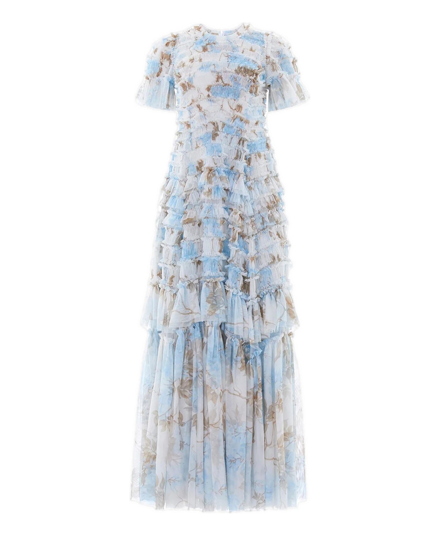 Женское платье Needle & Thread Wisteria Valentine Ruffle Gown, цвет: Оптический белый / Синий — фото 3