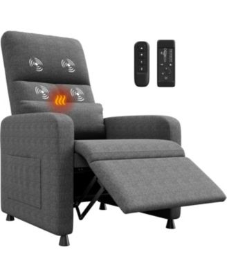 Power Recliner Chair with Massage and Heat, Overstuffed Tall Back Electric Recliner with Padded Seat, USB Port, and Dual Side Pockets