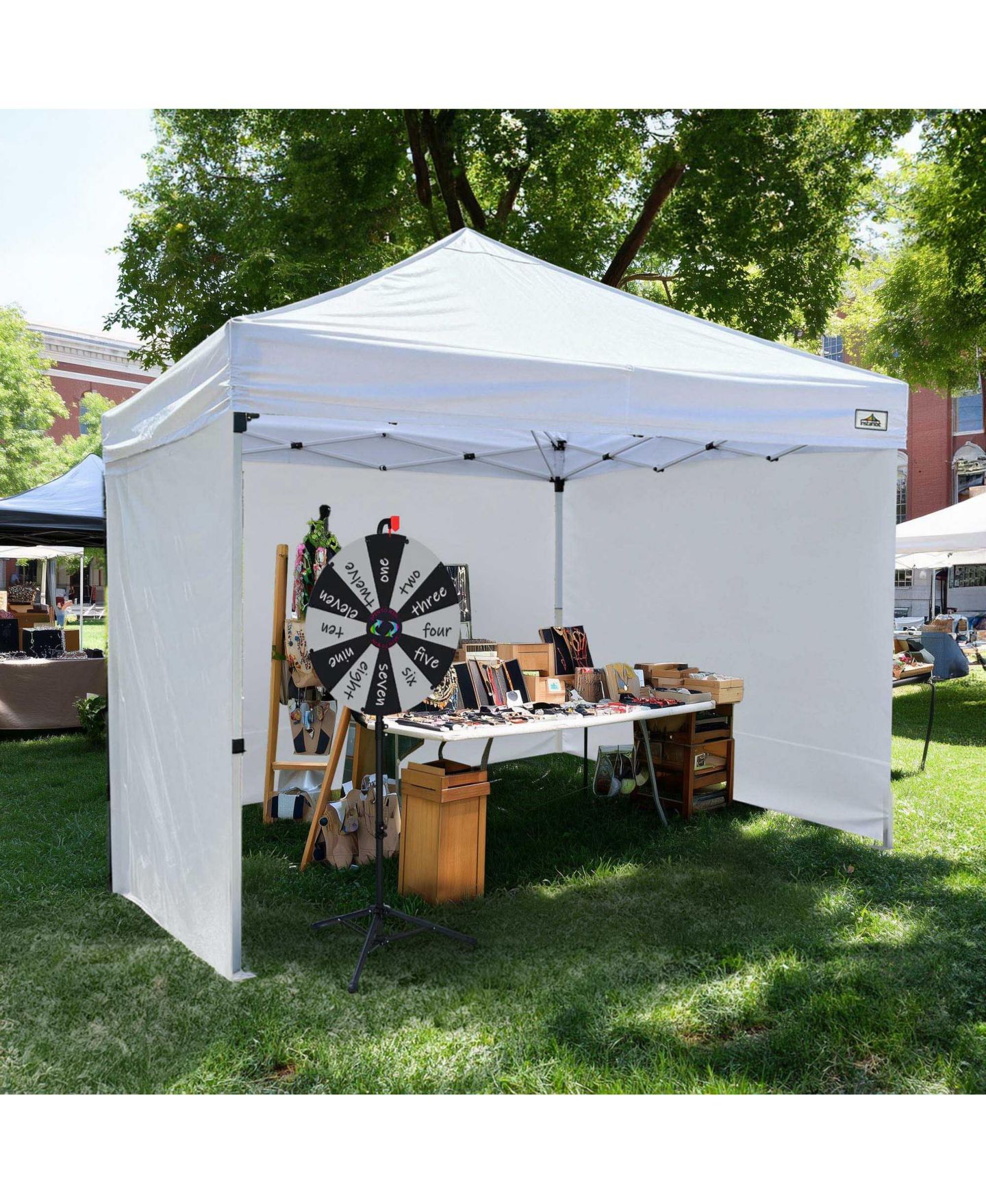 Детские игрушки WinSpin Modular Prize Wheel and 10x10ft Pop Up Canopy 4 Sidewalls 12 Backup Panels, цвет: Natrual — фото 7