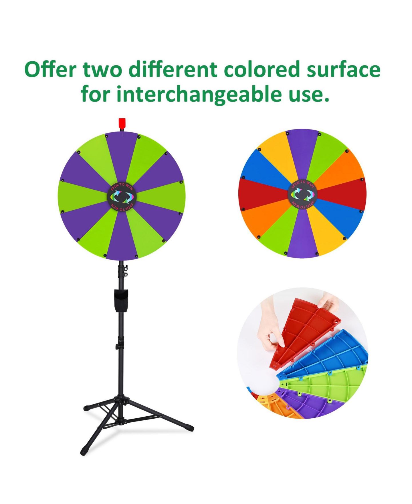 Детская игрушка WinSpin 24" Display Prize Wheel Purple and Green DIY Floor Stand 12 Slot Modular Custom Spinning Wheel Pop Up Trade Show, цвет: Natrual — фото 5