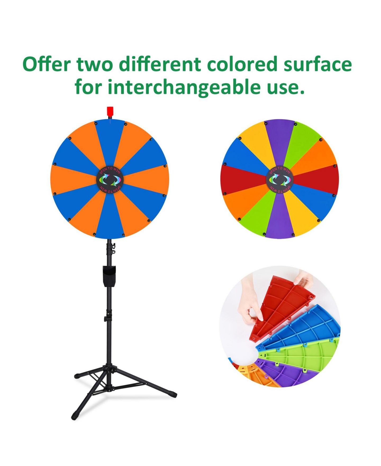 Детская игрушка WinSpin 24" Display Prize Wheel Blue and Orange DIY Floor Stand 12 Slot Modular Custom Spinning Wheel Pop Up Trade Show, цвет: Natrual — фото 4