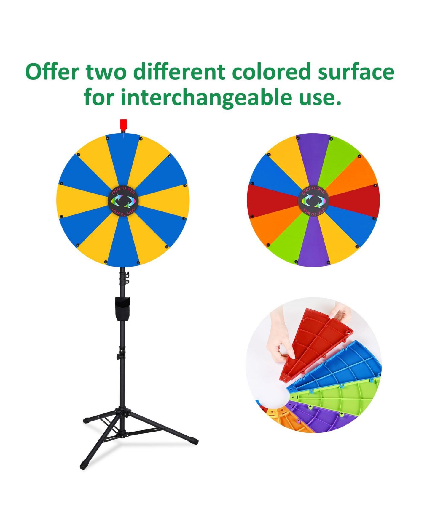 Детская игрушка WinSpin 24" Display Prize Wheel Yellow and Blue DIY Floor Stand 12 Slot Modular Custom Spinning Wheel Pop Up Trade Show, цвет: Natrual — фото 5