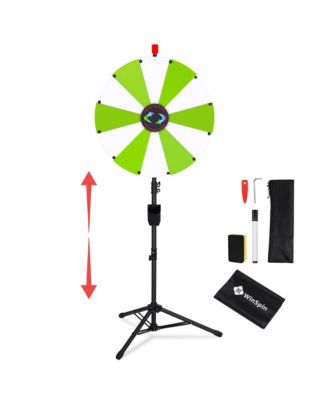 24" Display Prize Wheel White and Green DIY Floor Stand 12 Slot Modular Custom Spinning Wheel Pop Up Trade Show
