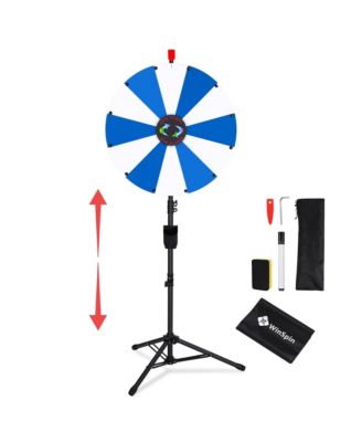 24" Display Prize Wheel White and Blue DIY Floor Stand 12 Slot Modular Custom Spinning Wheel Pop Up Trade Show