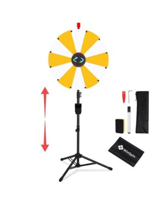 24" Display Prize Wheel Yellow and White DIY Floor Stand 12 Slot Modular Custom Spinning Wheel Pop Up Trade Show