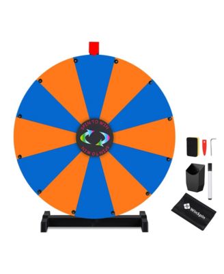 24" Display Prize Wheel Blue and Orange DIY Tabletop 12 Slots Modular Custom Spinning Wheel for Pop Up Trade Show