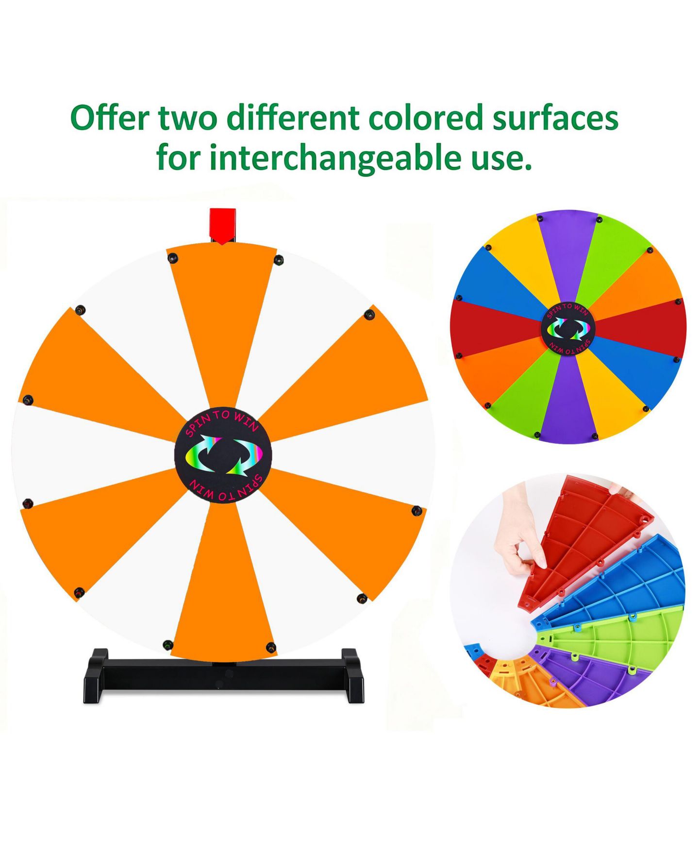 Детская игрушка WinSpin 24" Display Prize Wheel Orange and White DIY Tabletop 12 Slots Modular Custom Spinning Wheel for Pop Up Trade Show, цвет: Natrual — фото 2
