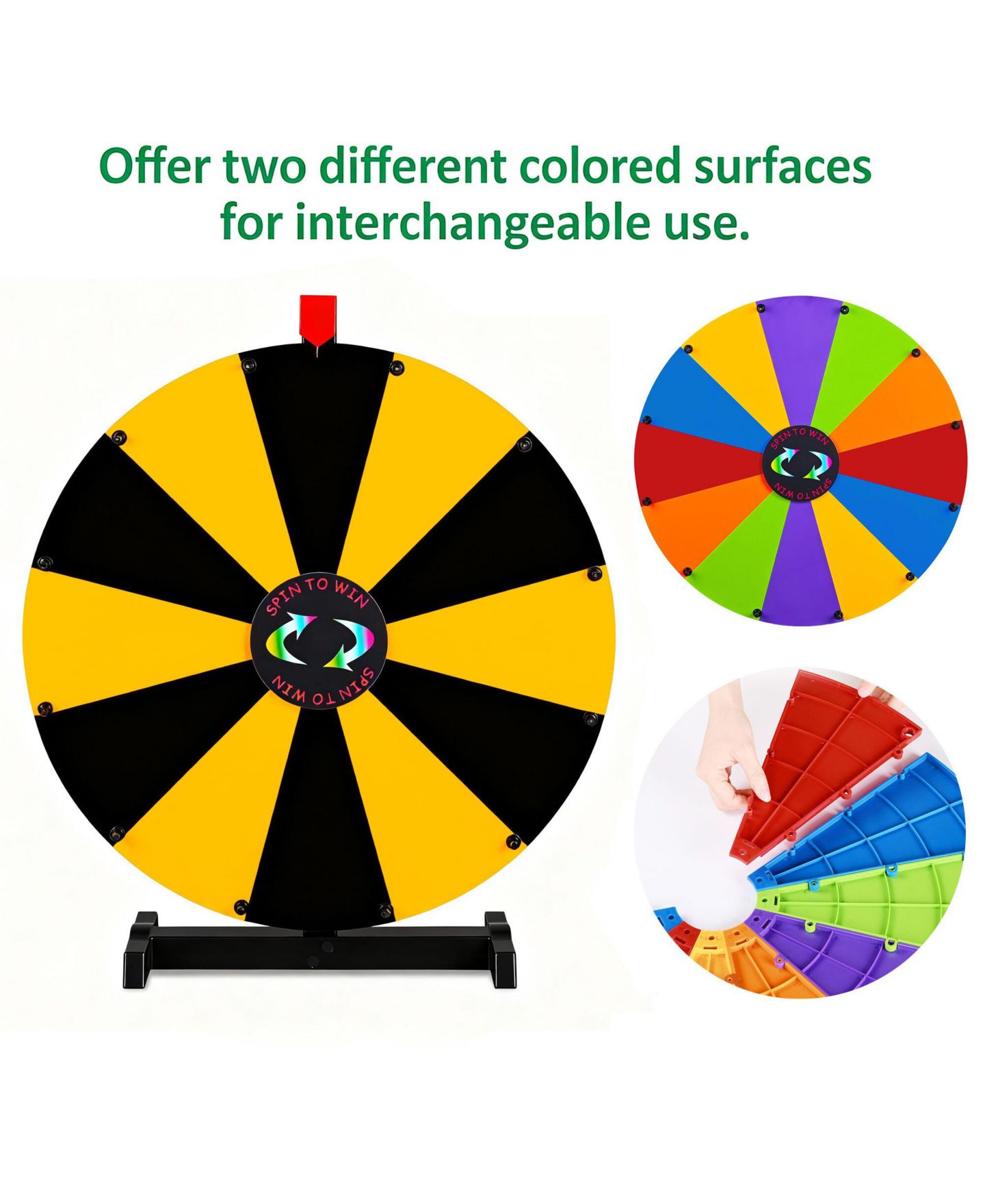 Детская игрушка WinSpin 24" Display Prize Wheel Black and Yellow DIY Tabletop 12 Slots Modular Custom Spinning Wheel for Pop Up Trade Show, цвет: Natrual — фото 2