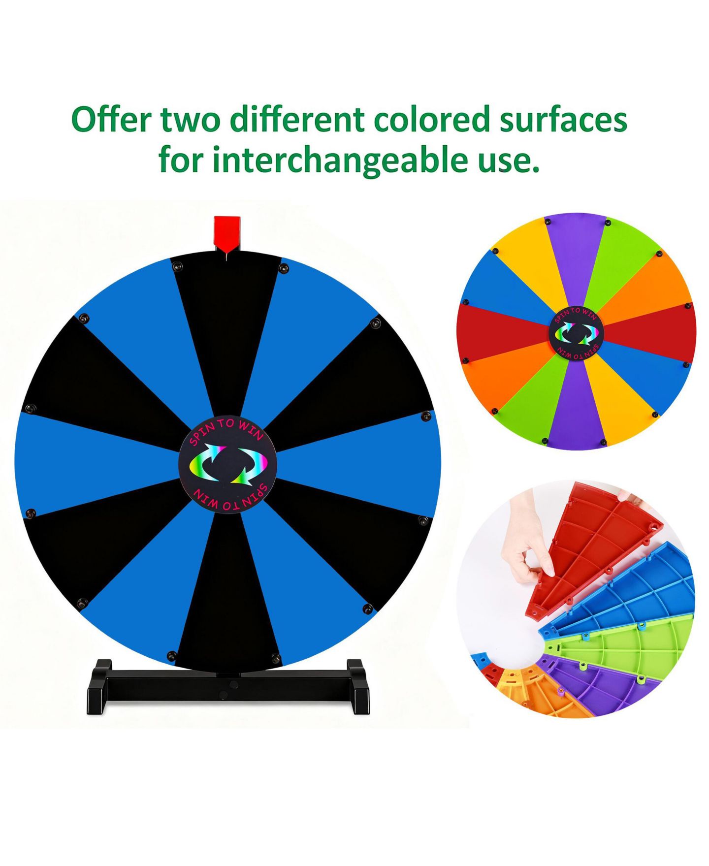 Детская игрушка WinSpin 24" Display Prize Wheel Black and Blue DIY Tabletop 12 Slots Modular Custom Spinning Wheel for Pop Up Trade Show, цвет: Natrual — фото 3