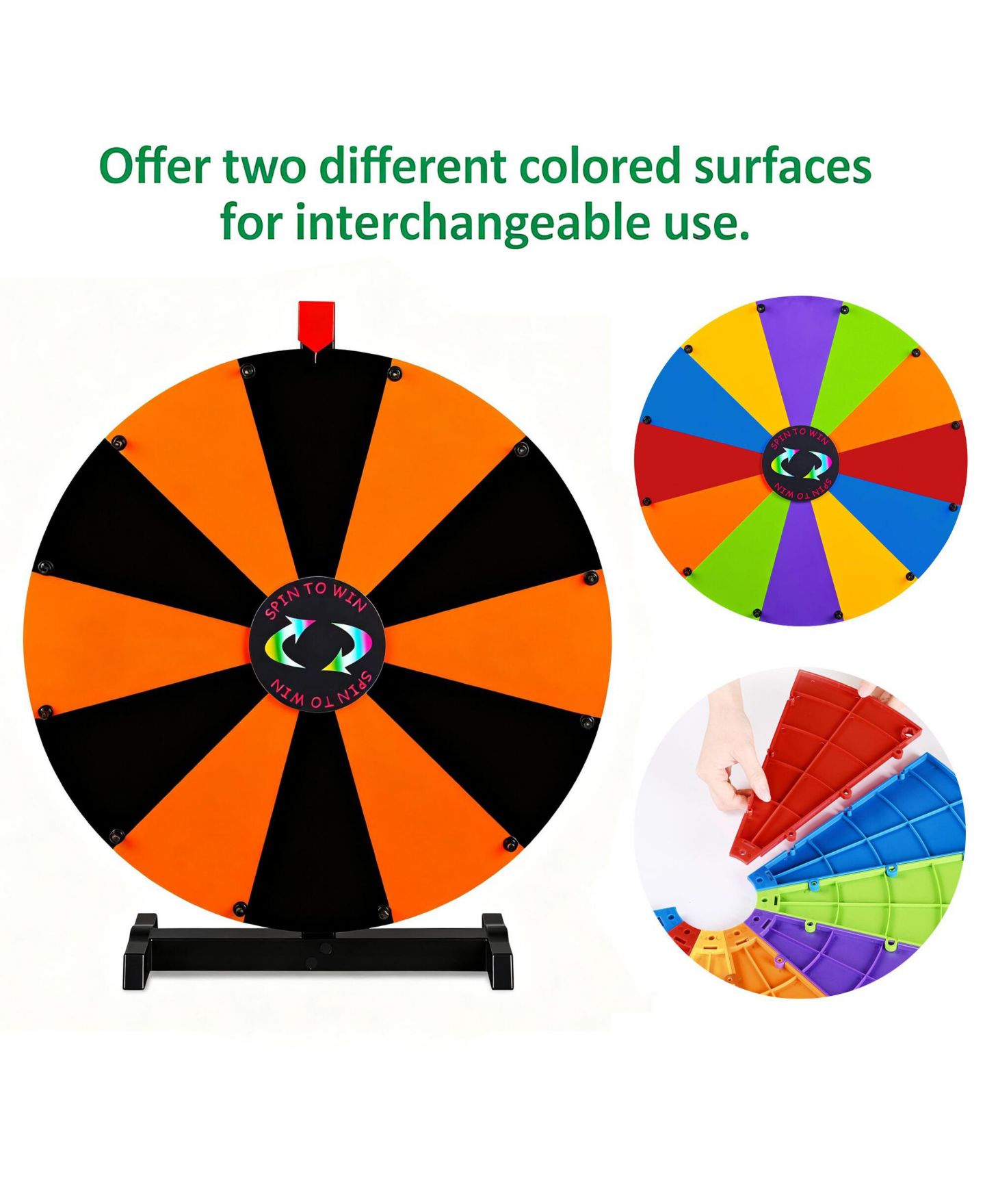 Детская игрушка WinSpin 24" Display Prize Wheel Black and Orange DIY Tabletop 12 Slots Modular Custom Spinning Wheel for Pop Up Trade Show, цвет: Natrual — фото 3