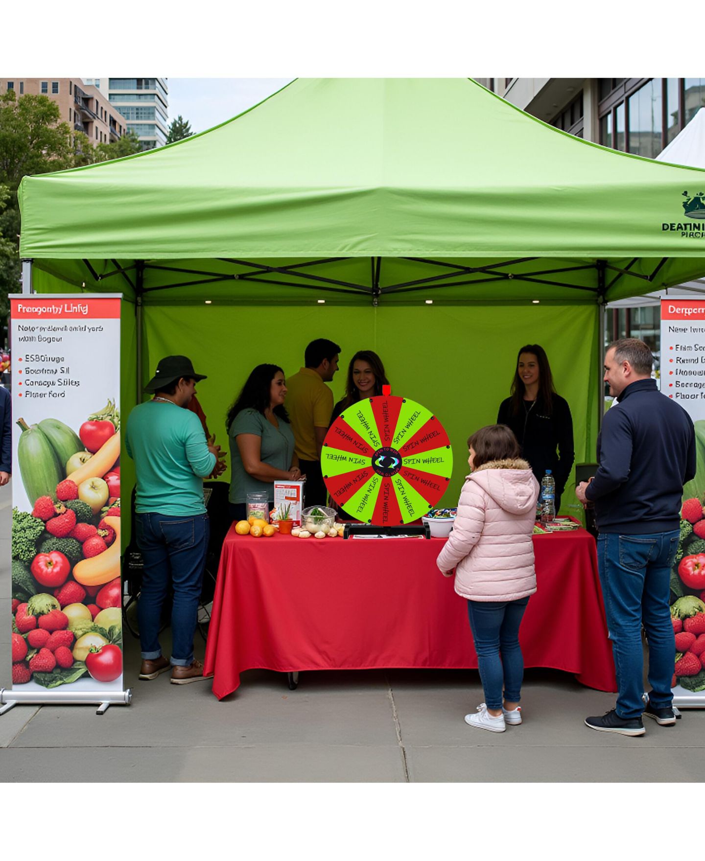 Детская игрушка WinSpin 24" Display Prize Wheel Red and Green DIY Tabletop 12 Slots Modular Custom Spinning Wheel for Pop Up Trade Show, цвет: Natrual — фото 3