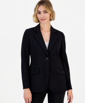 Women's One-Button Flap-Pocket Blazer