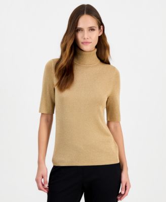 Women's Metallic-Knit Turtleneck Sweater
