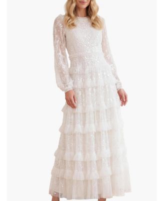 Women's Blossom Long Sleeve Lace Ankle Gown