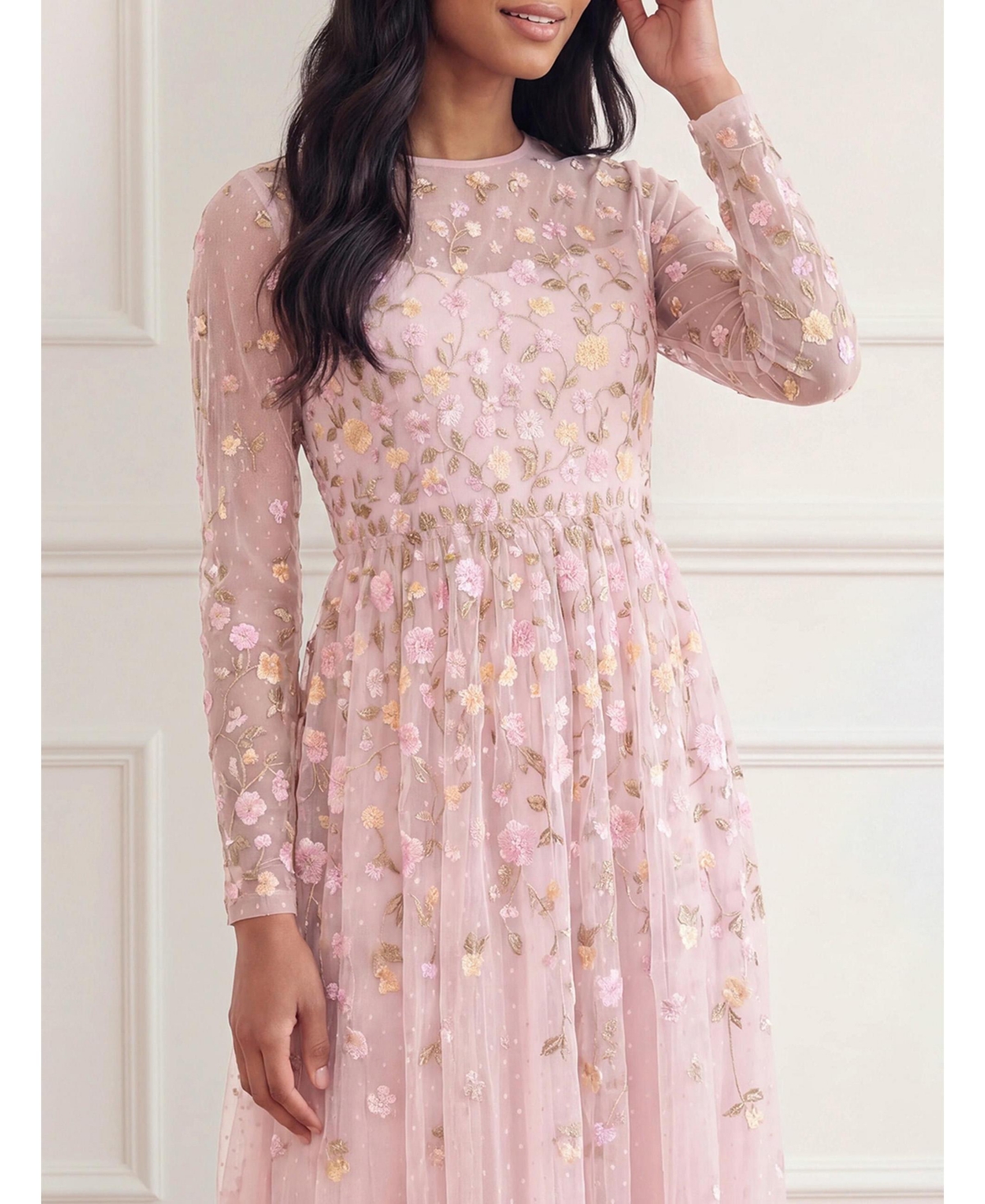 Needle & Thread Women's Trailing Roses Long Sleeve Maxi Gown