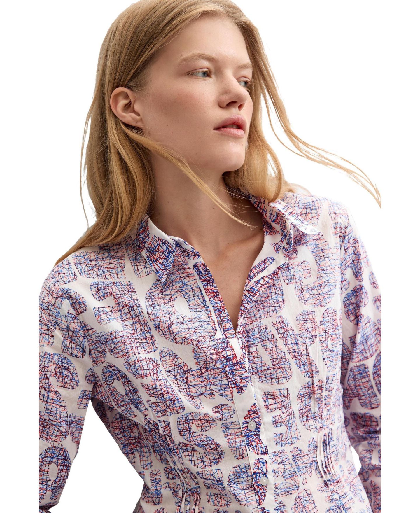 Женская рубашка Desigual Floral Print Shirt 100% Cotton, цвет: Красный — фото 4