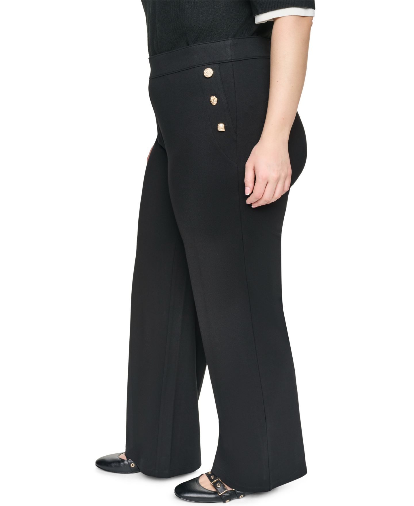 Женские брюки KARL LAGERFELD PARIS Plus Size Compression Sailor Mid-Rise Straight, цвет: Чёрный — фото 3