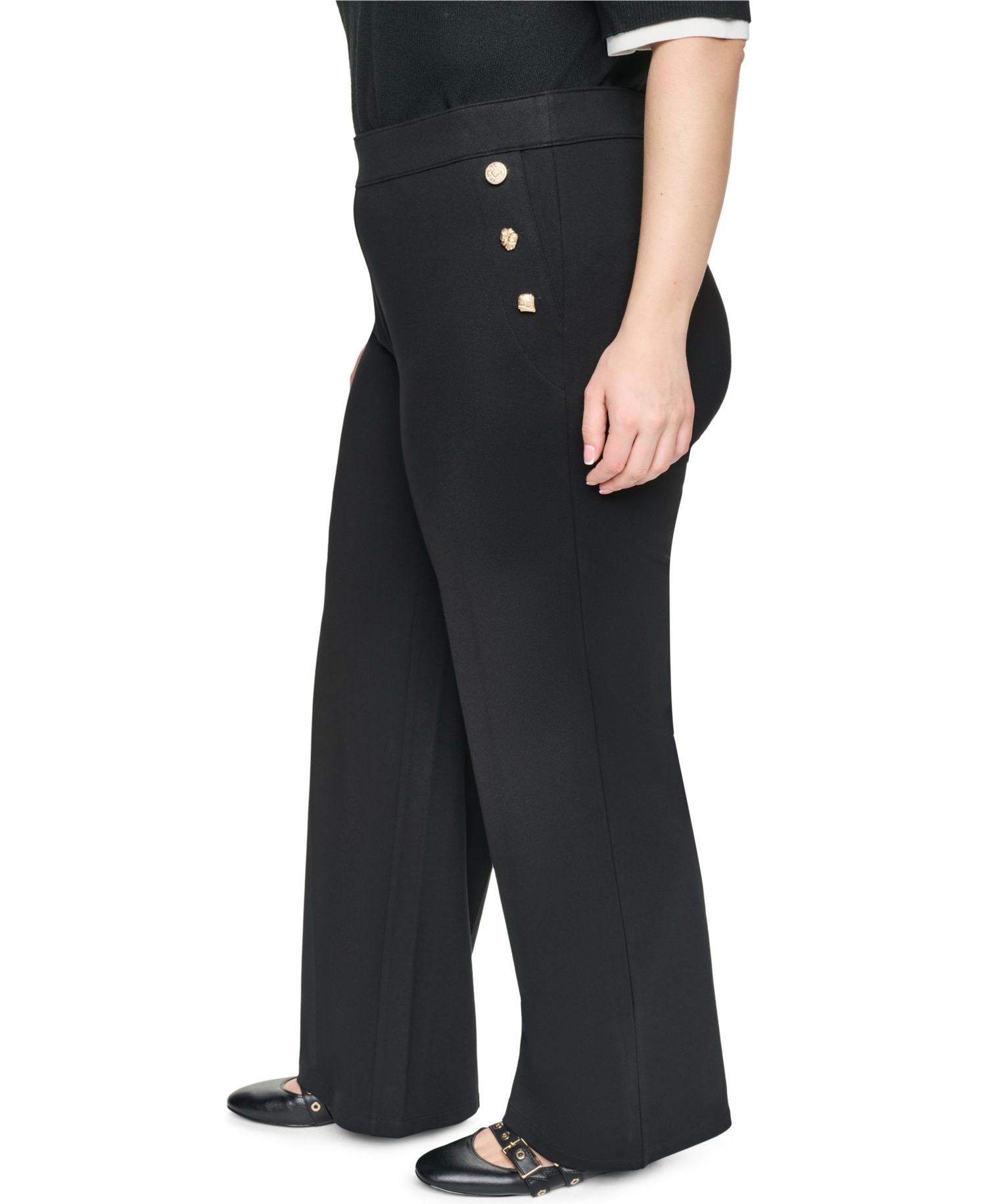 Plus Size Compression Sailor Mid-Rise Straight Pants