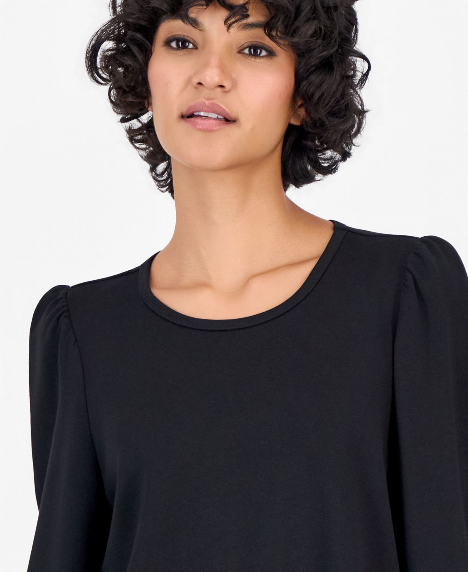 Petite Serenity Knit Long-Sleeve Crewneck Blouse