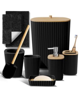 8 Piece Complete Bathroom Decor and Accessory Set with Bath Rugs