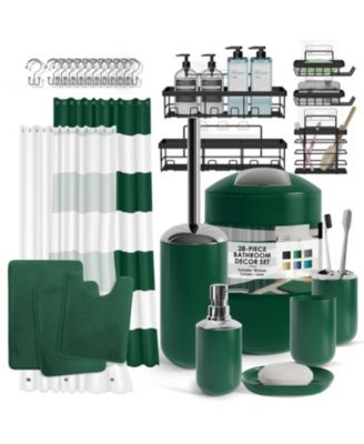 Piece Complete Bathroom Set with Bath rugs and Shower Caddy