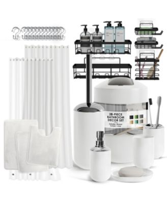Piece Complete Bathroom Set with Bath rugs and Shower Caddy