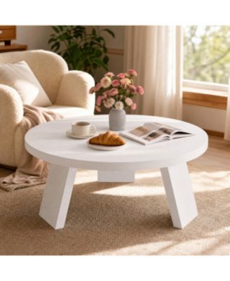 Round Wood Coffee Tables for Living Room,Circle Coffee Table,for Apartment, Easy Assembly