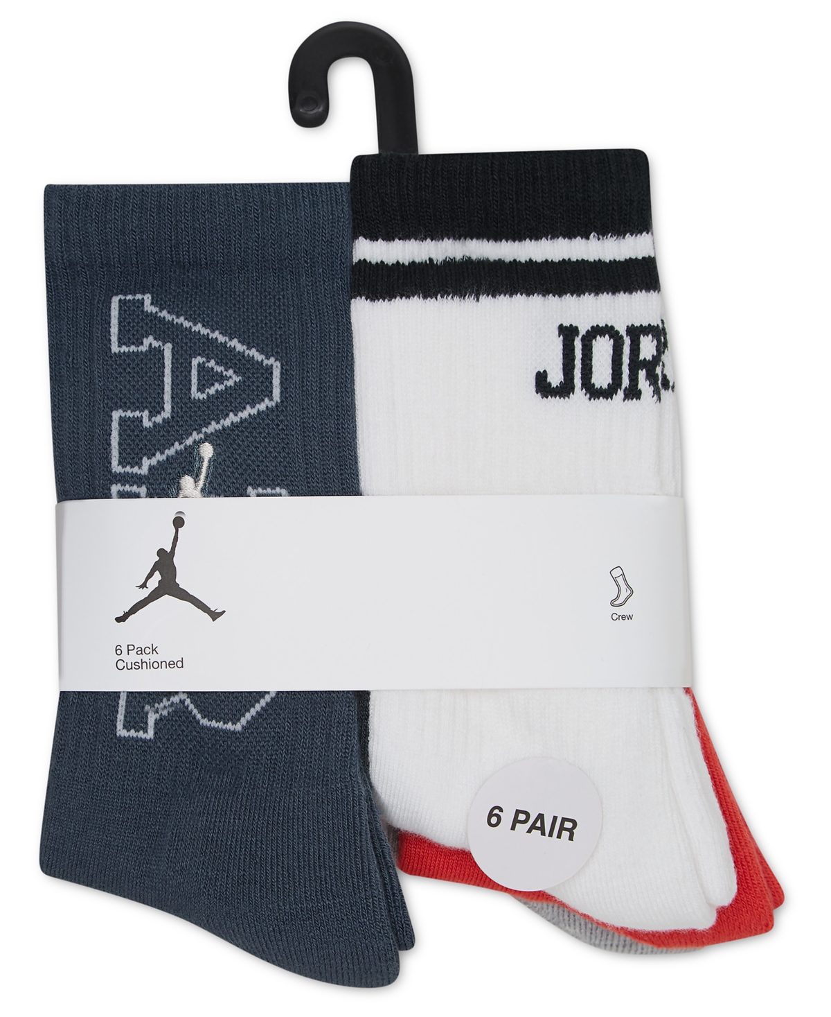 Jordan Boys' 7-11 Plan Your Way Crew Socks, 6-Pack