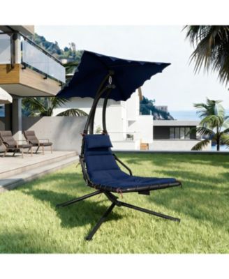 Hanging Chaise Lounge Swing Chair, Curved Steel Hammock Lounger Chairs for Patio Pool Garden Backyard