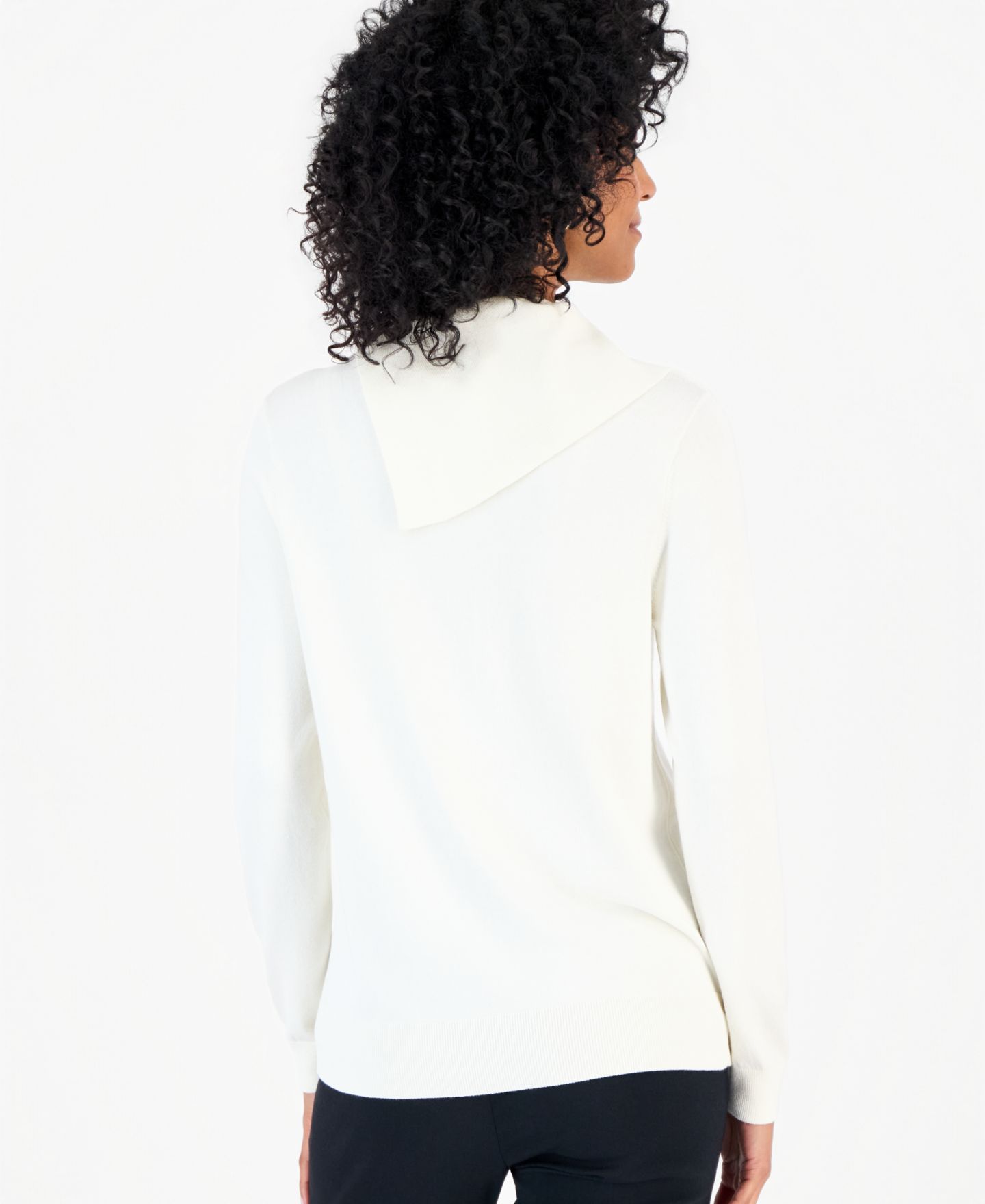 Женский свитер JM Collection Petite Long-Sleeve Envelope-Neck Pullover, цвет: Яркая слоновая кость — фото 2