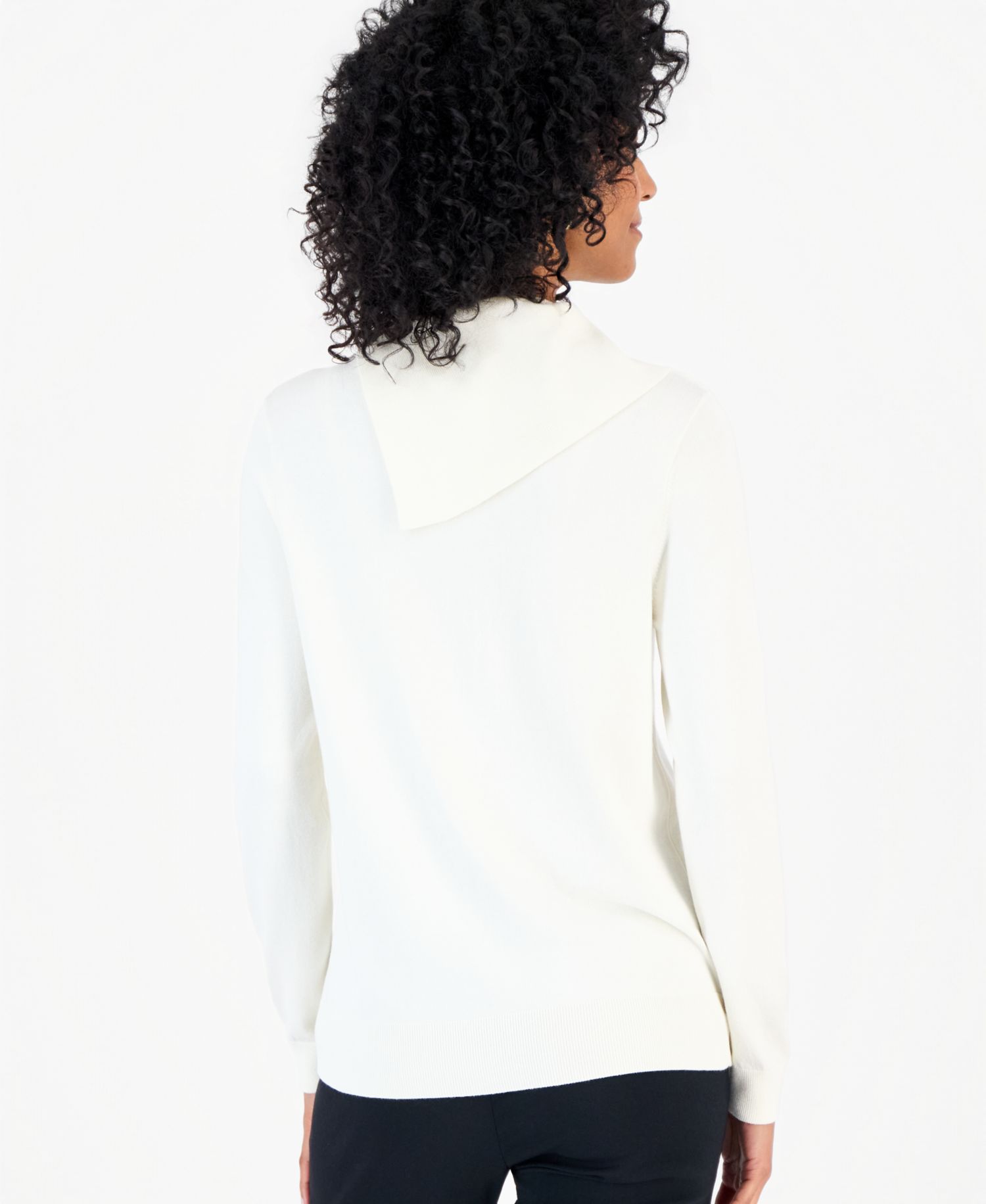 Petite Long-Sleeve Envelope-Neck Pullover Sweater