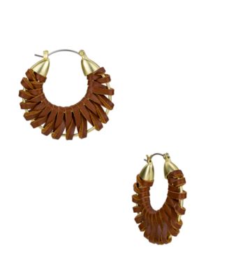 Wrapped Leather Collection Woven Hoop Earrings