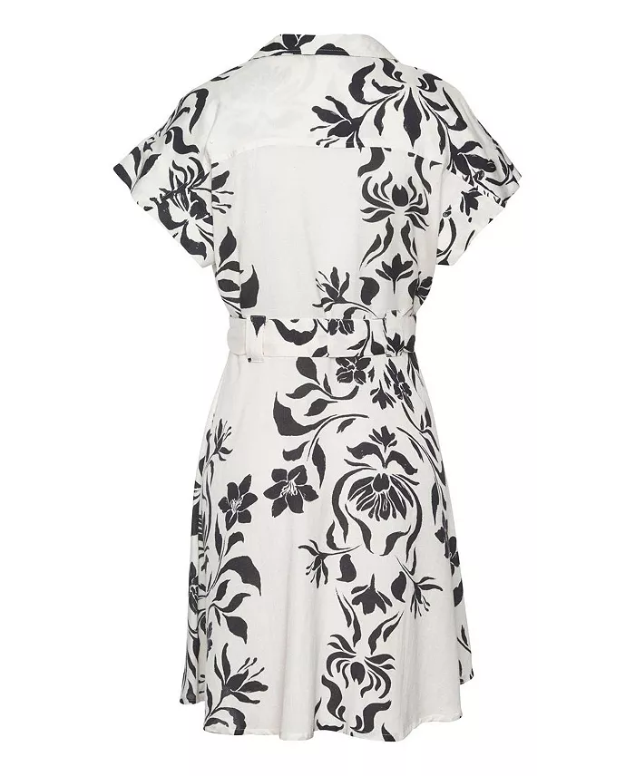 Women's Viscose Belted Button-Front Lightweight Dress - thumbnail 5