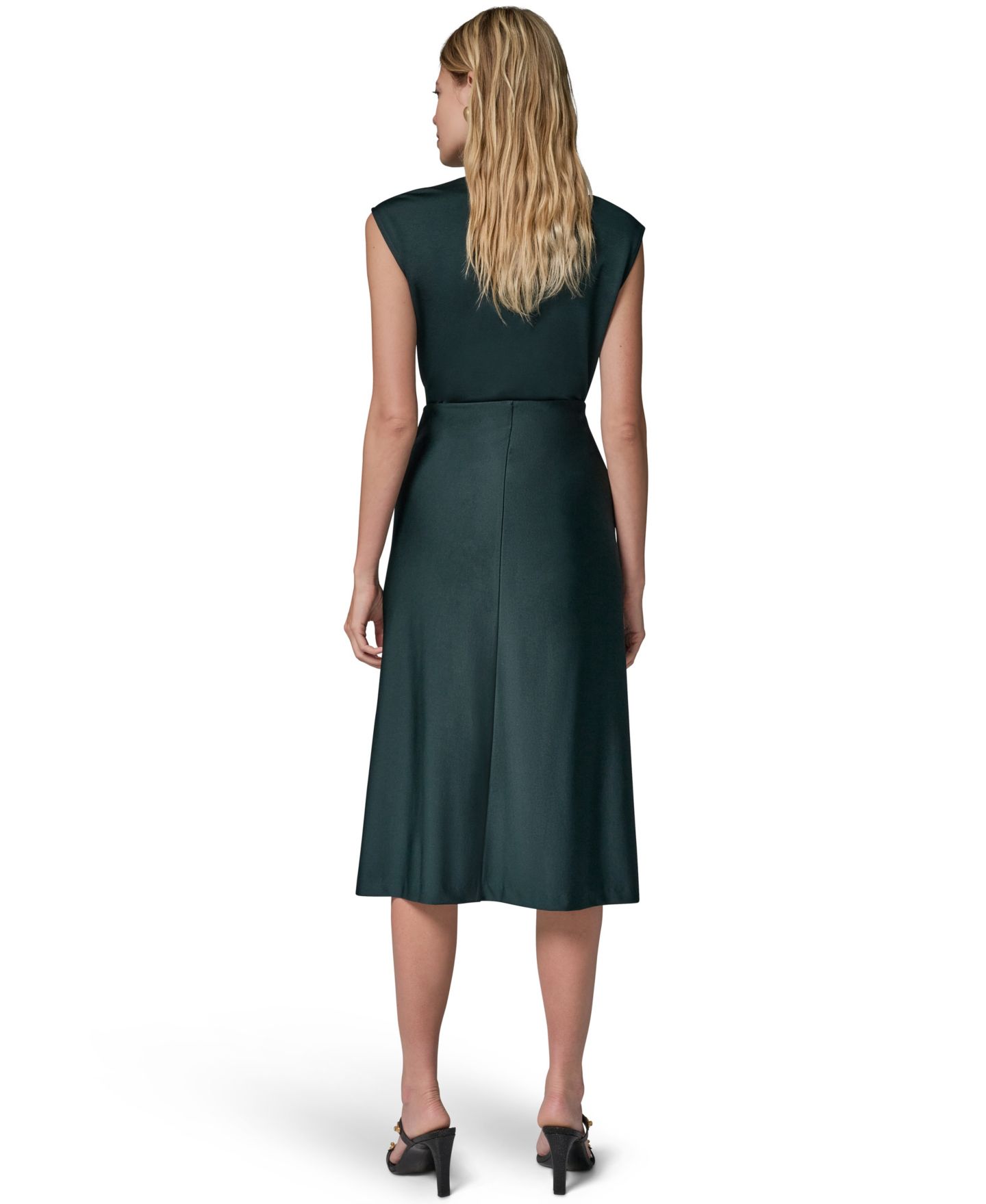 Женская юбка Donna Karan New York Sheen Ponte Midi Pencil, цвет: Чёрный тёмно-зелёный — фото 5