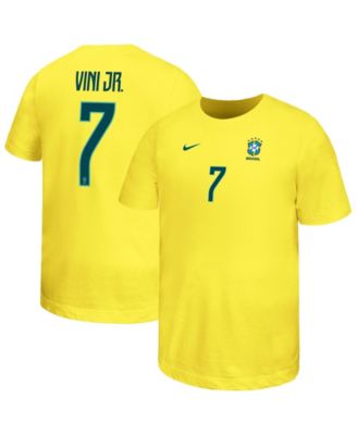 Big Boys and Girls Vini Jr. Yellow Brazil National Team Name & Number T-Shirt