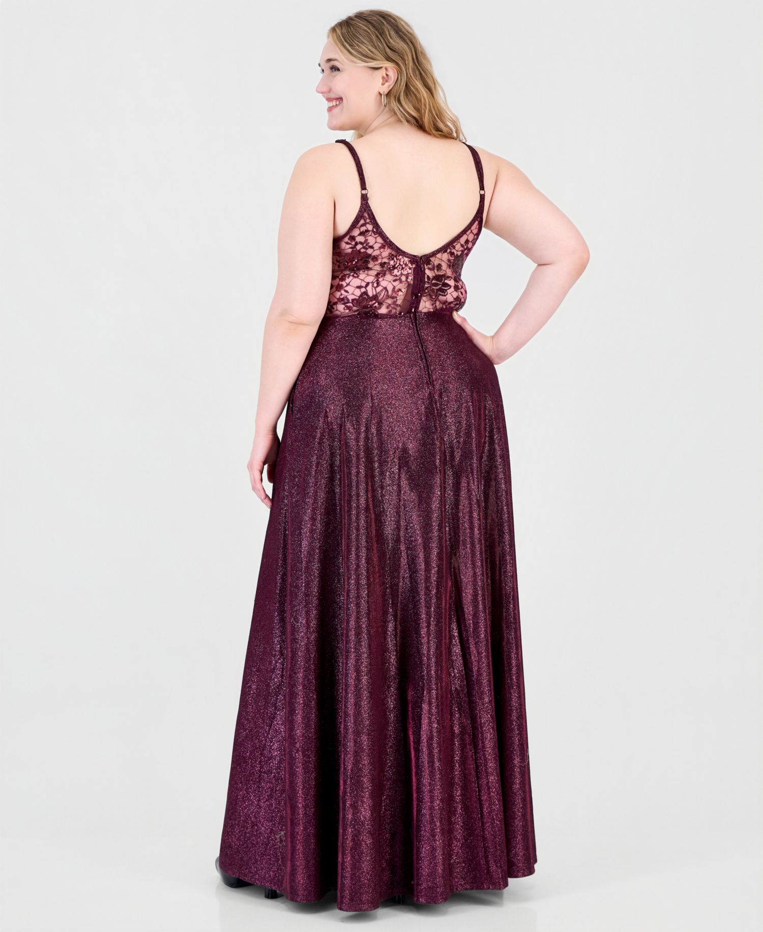 Trendy Plus Size Glitter Sleeveless Gown
