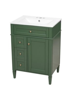 24 Inch Bathroom Vanity with Top Sink Modern Storage Cabinet with 2 Drawers and a Tip Out Drawer Single Sink