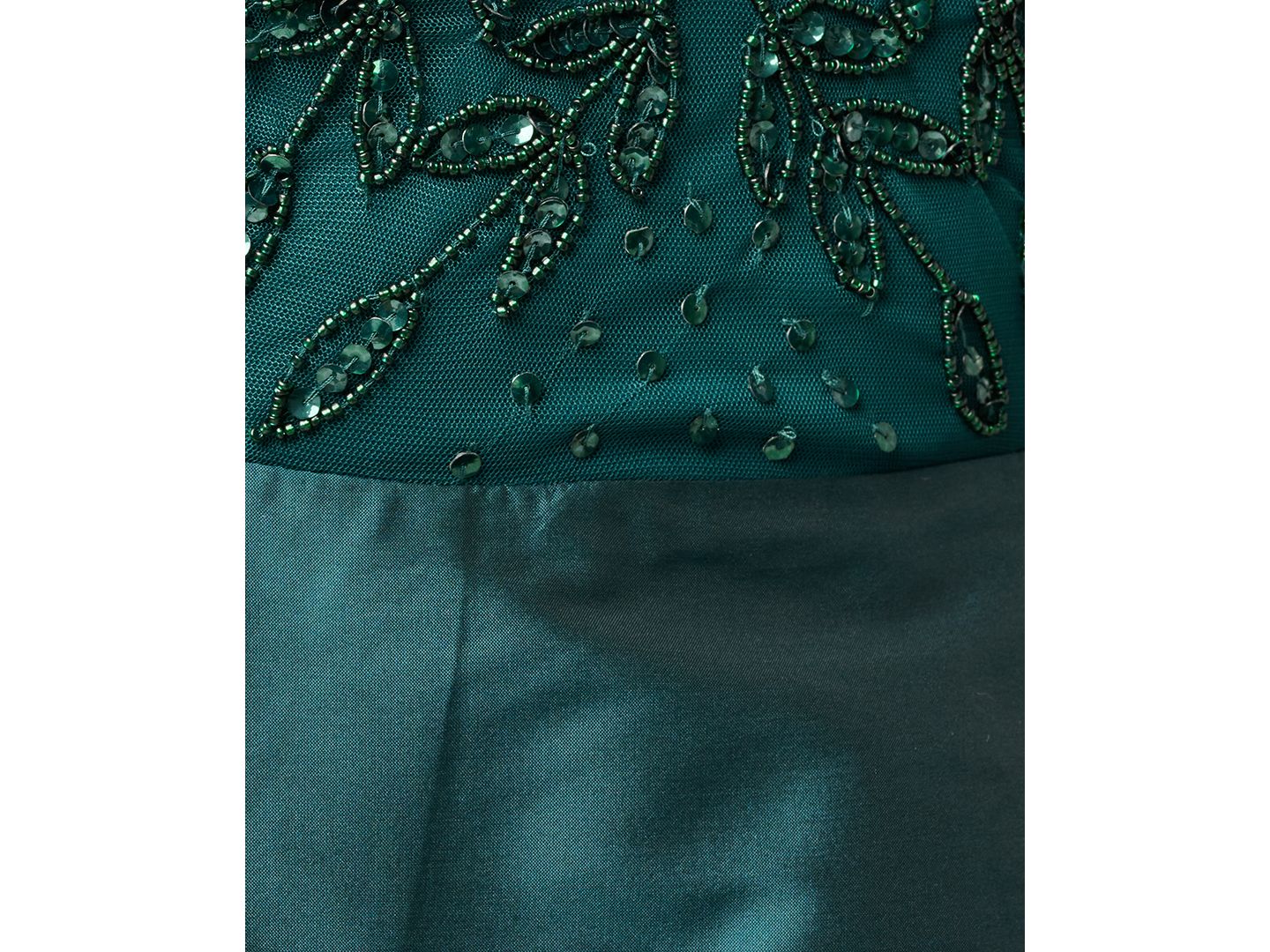Женские платья Adrianna Papell Beaded Taffeta Ball Gown, цвет: Зелёный — фото 6
