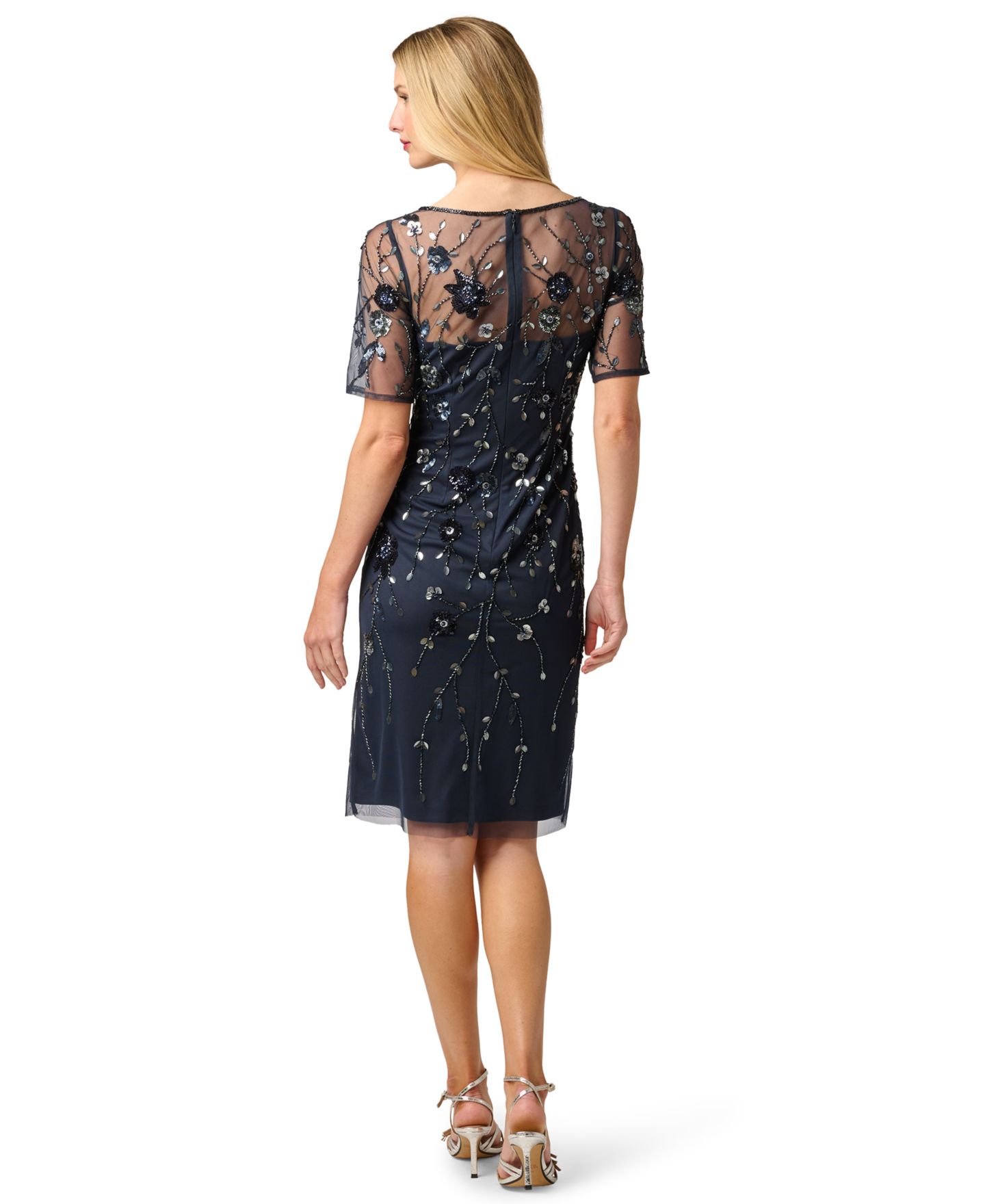 Женское платье Adrianna Papell Short-Sleeve Dress, цвет: Тёмно-синий — фото 5
