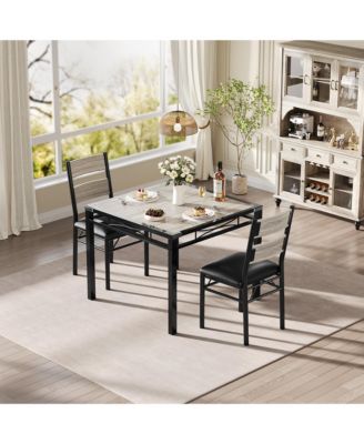 Modern Dining Table Set for 2/4 - Space Saving Small Kitchen Table with Upholstered Chairs