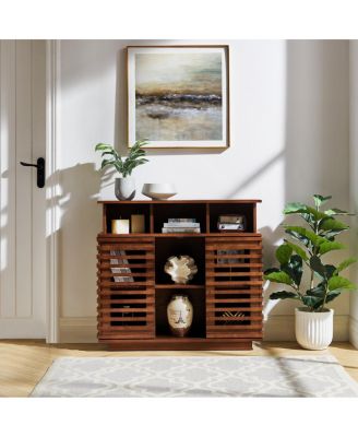 36.1" Farmhouse Sliding Door Sideboard Buffet and TV Media Console