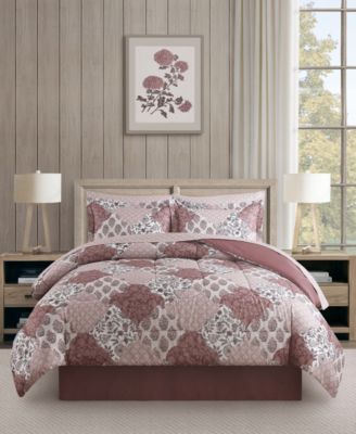 Kayla Patchwork 8-Piece Reversible Printed Microfiber Comforter Sets