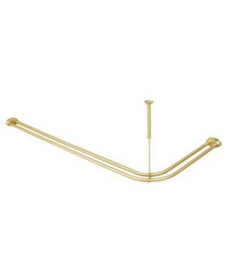 Aluminum Double L Shaped Shower Rod 72" L,  with Shower Hooks and Ceiling Support