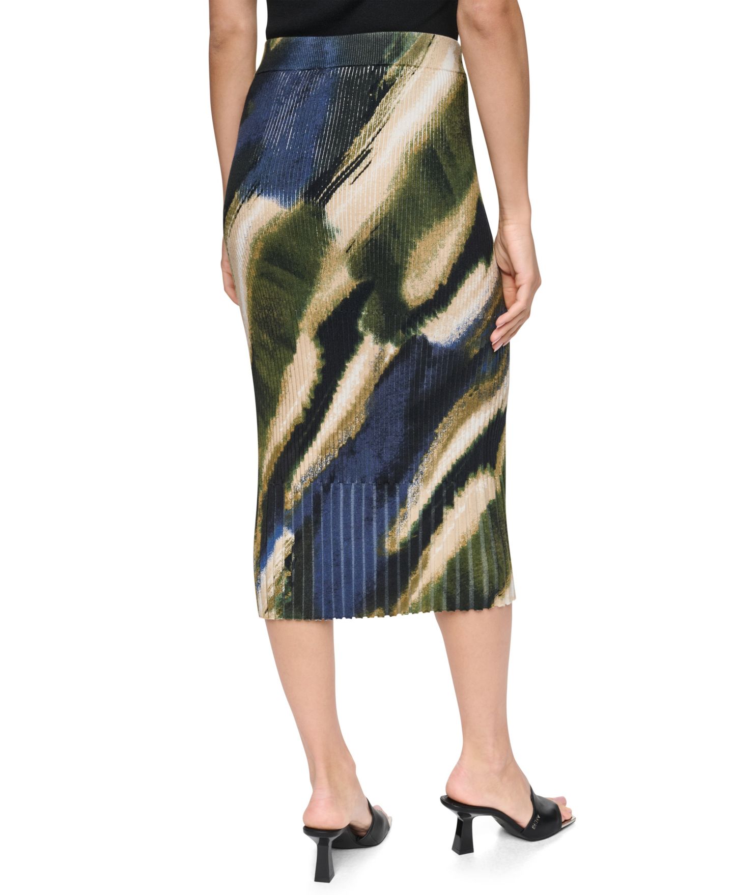 Женская юбка DKNY Printed Rib Knit Pencil Midi, цвет: Brushed Riverside — фото 5