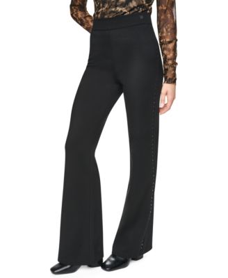 Women's Stud Detail Pull-On Wide-Leg Ponte Pants
