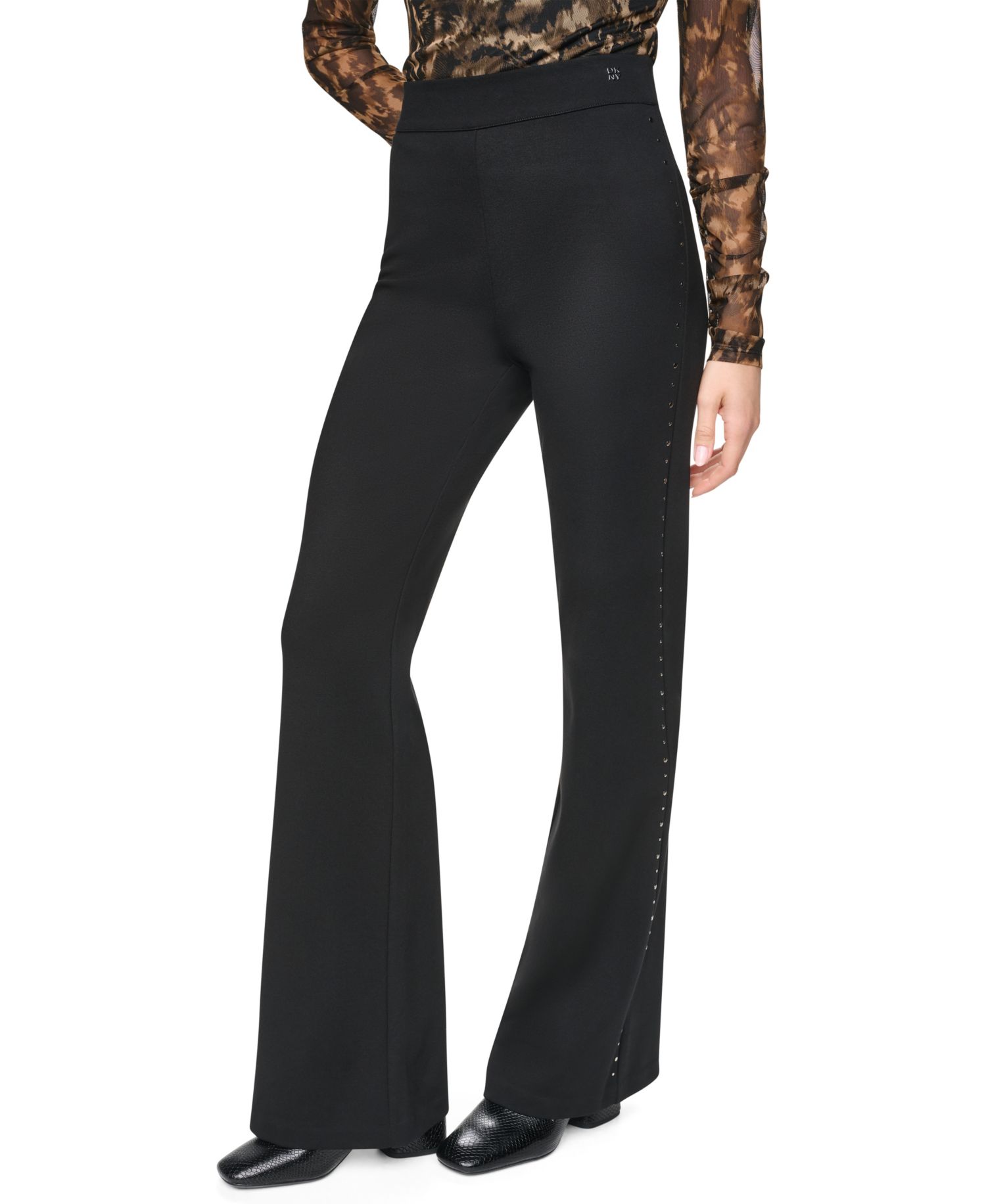Women's Stud Detail Pull-On Wide-Leg Ponte Pants