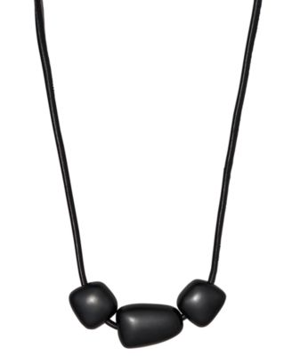 Black-Tone Matte Beaded Resin Frontal Necklace